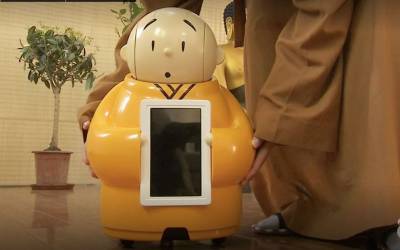 Cute robotic monk knows the meaning of life