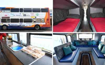 Double decker bus transformed into shelter for the homeless