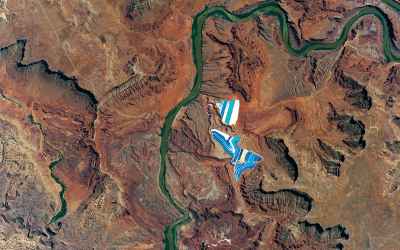 Stripy ponds in the Utah desert help green the bone-dry land